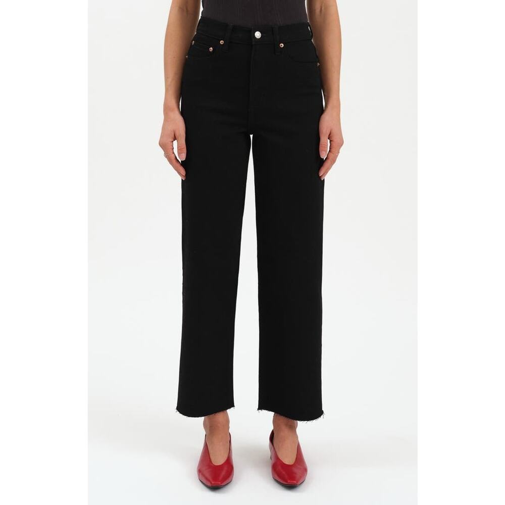 DAZE Size 25 Pleaser All Nighter (Black) High Waist Raw Hem Crop Jeans